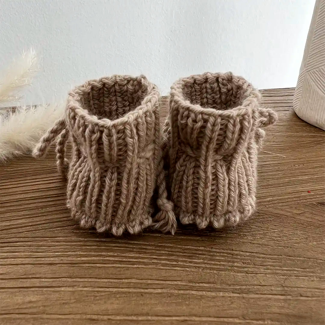 Organic Knit Booties Beige Kurti Frieda