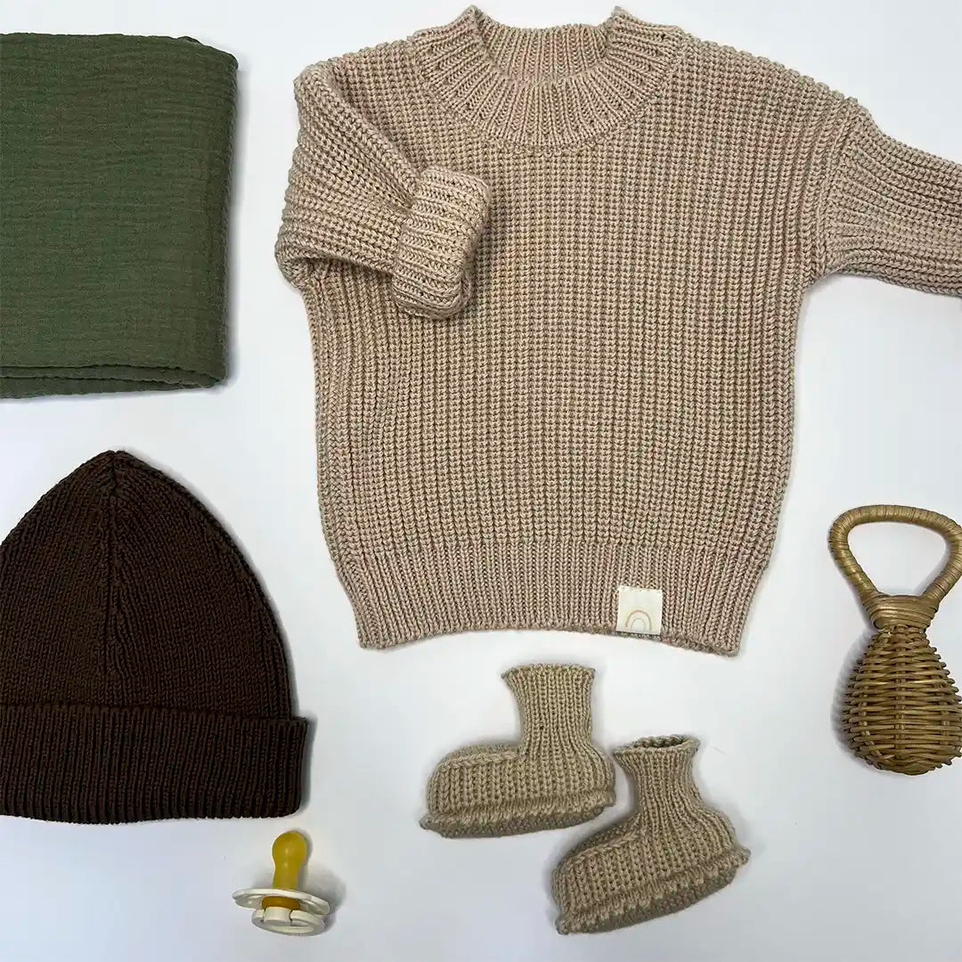 Strickpullover Cashew Beige Kinderkleidung Babykleidung