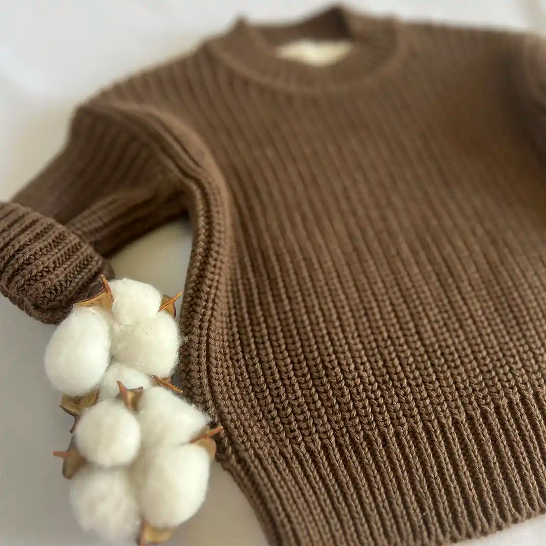 Strickpullover Hazelnut Dunkelbraun Kinderkleidung Babykleidung